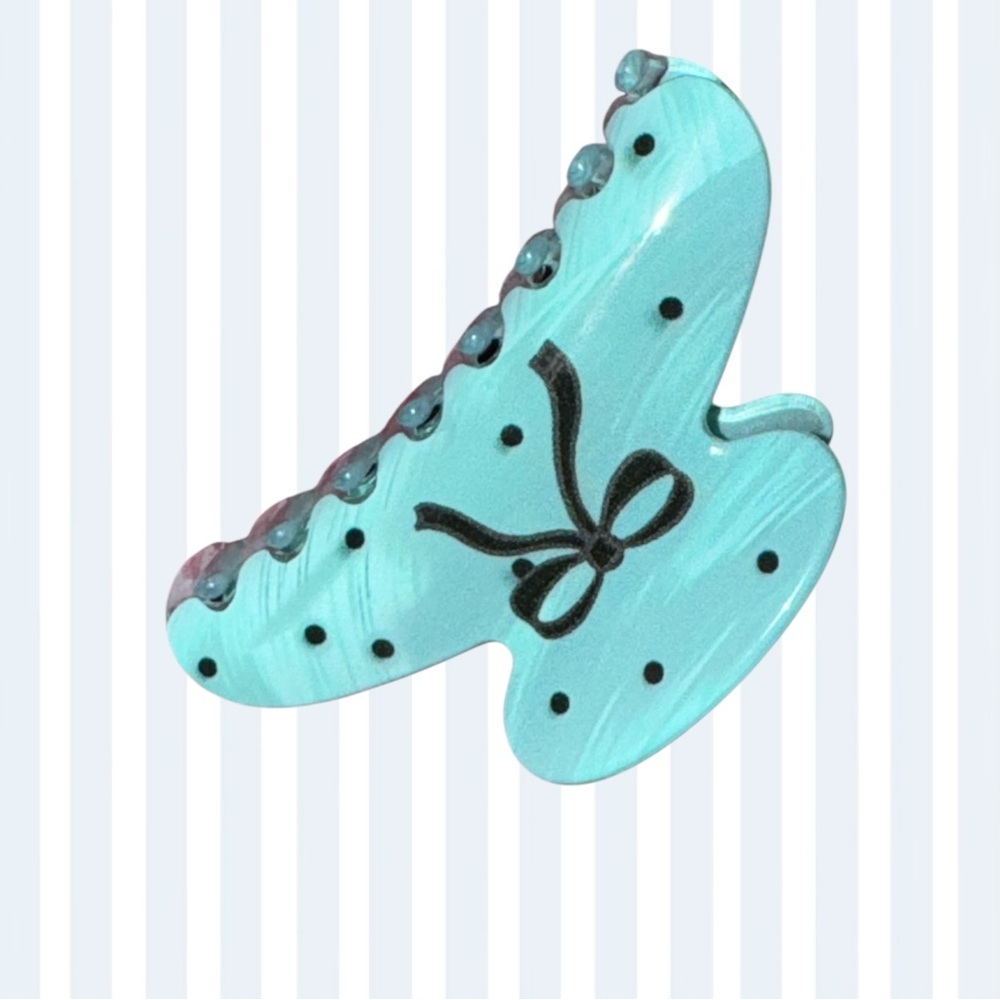 Aqua Hair Claw‎ Clip with Bow Design